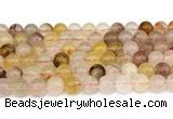 CPQ361 15.5 inches 6mm round pink & yellow quartz gemstone beads