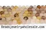 CPQ362 15.5 inches 8mm round pink & yellow quartz gemstone beads