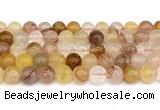 CPQ363 15.5 inches 10mm round pink & yellow quartz gemstone beads