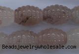 CPQ90 15.5 inches 15*20mm carved rice natural pink quartz beads