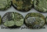 CPS149 15.5 inches 20*26mm freeform green peacock stone beads