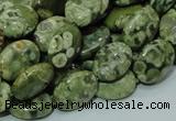 CPS43 15.5 inches 10*14mm oval green peacock stone beads wholesale