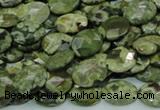 CPS89 15.5 inches 10*14mm faceted oval green peacock stone beads