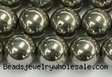 CPY262 15.5 inches 8mm round pyrite gemstone beads wholesale