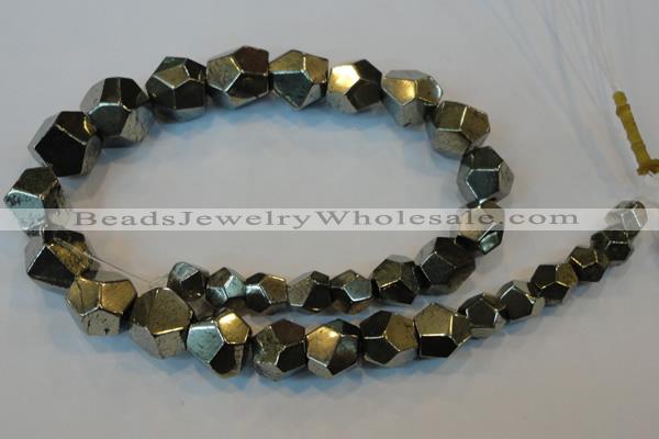 CPY81 15.5 inches 8mm - 16mm faceted nuggets pyrite gemstone beads