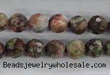 CRA102 15.5 inches 10mm faceted round rainforest agate gemstone beads