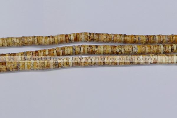 CRB1018 15.5 inches 2*7mm heishi picture jasper beads wholesale