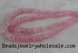 CRB1120 15.5 inches 5*8mm - 9*18mm faceted rondelle rose quartz beads