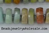 CRB1362 15.5 inches 6*12mm faceted rondelle Chinese amazonite beads