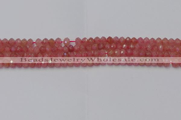 CRB1800 15.5 inches 4*6mm faceted rondelle strawberry quartz beads