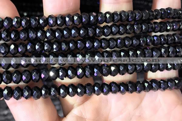 CRB2653 15.5 inches 4*6mm faceted rondelle black spinel beads