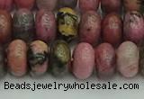 CRB2887 15.5 inches 6*10mm rondelle rhodonite beads wholesale