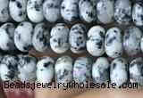 CRB4047 15.5 inches 4*6mm rondelle black & white spot stone beads