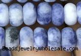 CRB5007 15.5 inches 4*6mm rondelle matte blue spot stone beads