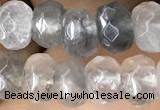 CRB5102 15.5 inches 4*6mm faceted rondelle cloudy quartz beads