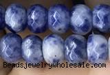 CRB5107 15.5 inches 4*6mm faceted rondelle blue spot stone beads