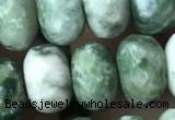 CRB5157 15.5 inches 5*8mm faceted rondelle green spot stone beads