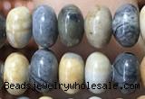 CRB5308 15.5 inches 4*6mm rondelle black picasso jasper beads