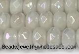 CRB5700 15 inches 5*8mm faceted rondelle AB-color white jade beads