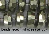 CRB601 15.5 inches 8*18mm faceted rondelle pyrite beads