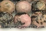 CRD363 15 inches 12mm faceted round rhodonite beads wholesale