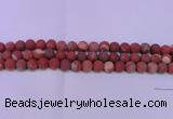 CRE165 15.5 inches 14mm round matte red jasper beads