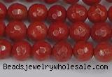 CRE339 15.5 inches 6mm faceted round red jasper beads