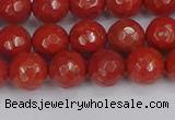 CRE340 15.5 inches 8mm faceted round red jasper beads