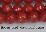 CRE341 15.5 inches 10mm faceted round red jasper beads