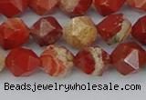 CRE346 15.5 inches 8mm faceted nuggets red jasper beads