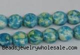 CRF116 15.5 inches 10mm flat round dyed rain flower stone beads