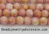 CRF314 15.5 inches 4mm round dyed rain flower stone beads wholesale