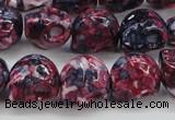 CRF364 15.5 inches 11*12mm skull dyed rain flower stone beads