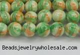 CRF417 15.5 inches 6mm round dyed rain flower stone beads wholesale