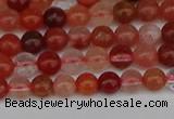 CRH600 15.5 inches 4mm round red rabbit hair quartz beads