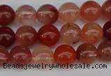 CRH601 15.5 inches 6mm round red rabbit hair quartz beads