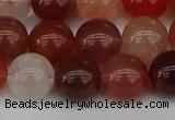 CRH603 15.5 inches 10mm round red rabbit hair quartz beads