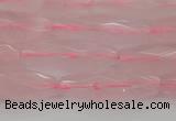 CRI02 15.5 inches 10*30mm faceted rice rose quartz beads wholesale