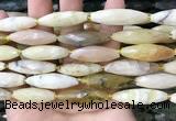 CRI143 15.5 inches 10*30mm faceted rice yellow opal gemstone beads