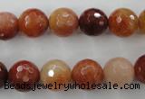 CRJ254 15.5 inches 12mm faceted round red jade gemstone beads