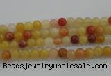 CRJ410 15.5 inches 4mm round red & yellow jade beads wholesale