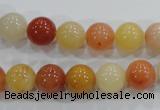 CRJ415 15.5 inches 12mm round red & yellow jade beads wholesale