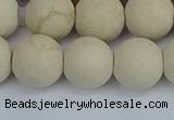 CRJ613 15.5 inches 10mm round matte white fossil jasper beads
