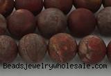 CRO1103 15.5 inches 10mm round matte pomegranate jasper beads