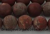 CRO1104 15.5 inches 12mm round matte pomegranate jasper beads