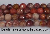 CRO1188 15.5 inches 4mm faceted round red porcelain beads