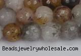 CRO1197 15.5 inches 8mm faceted round mixed lodalite quartz beads