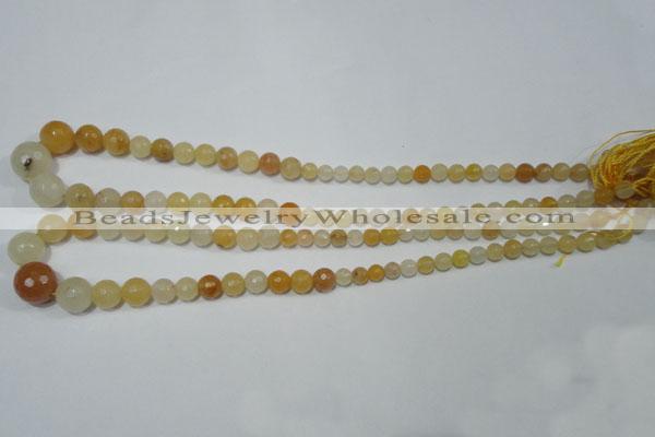 CRO726 15.5 inches 6mm – 14mm faceted round yellow jade beads