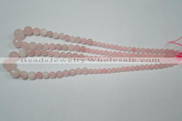 CRO742 15.5 inches 6mm – 14mm faceted round rose quartz beads