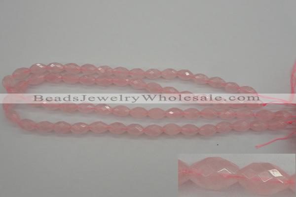 CRQ351 15.5 inches 8*12mm faceted rice rose quartz beads